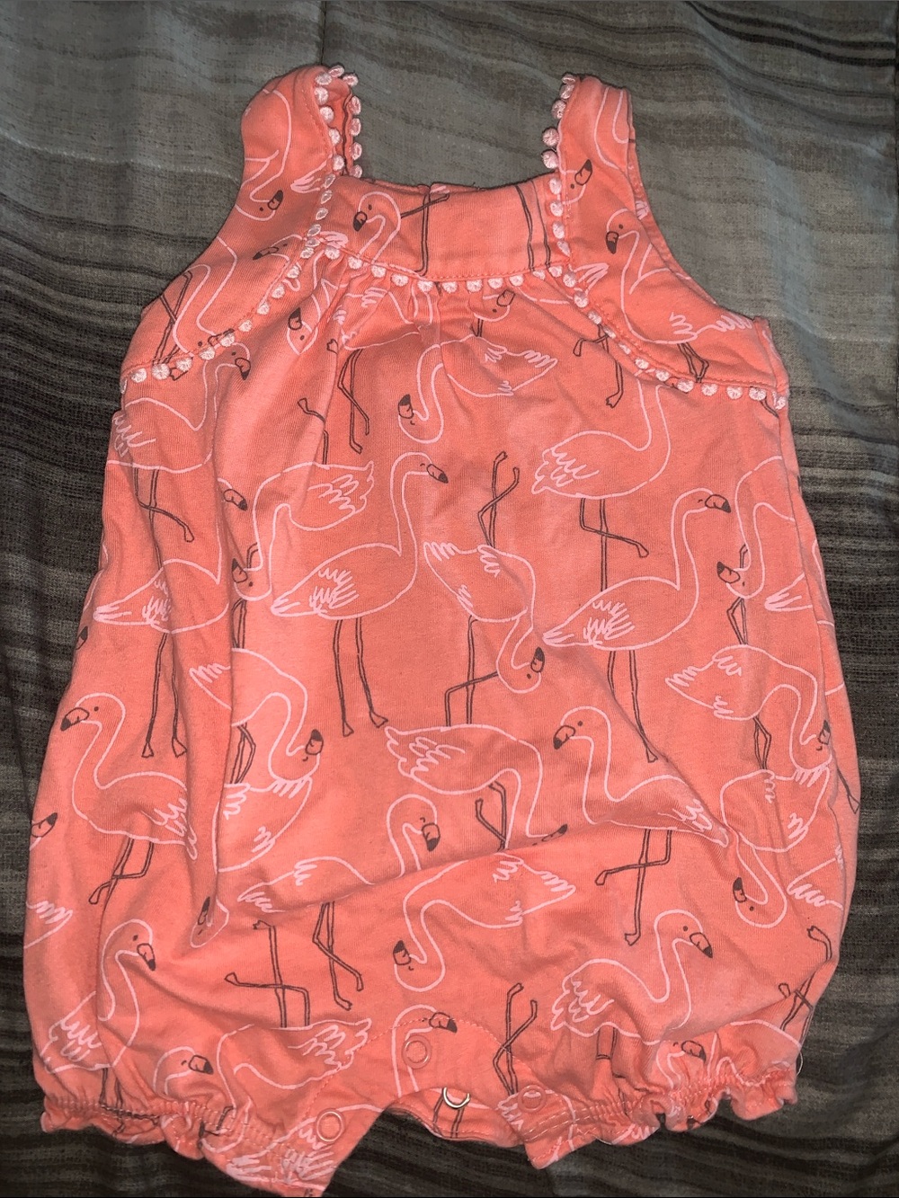 Carters Coral Flamingo Print Baby Bubble Romper